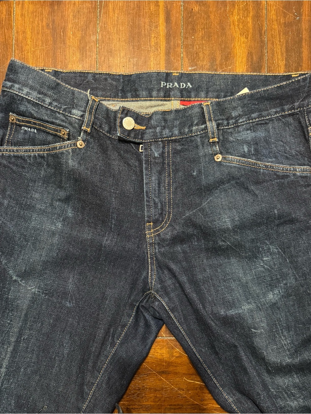 Vintage Prada Men's Dark Blue Denim Jeans - Straight leg - Size 34 - NWOT